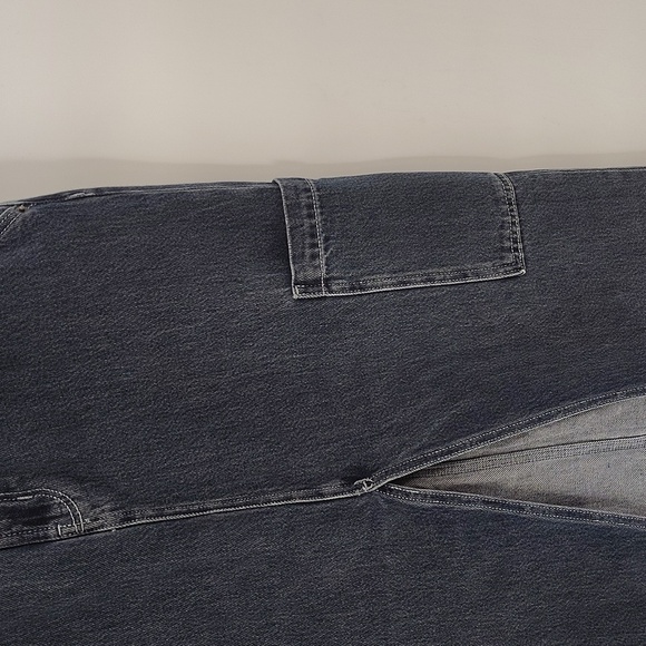 Old Navy Drapey Denim Mid Rise Size 10 Midi Denim Skirt Split Front - Picture 3 of 6